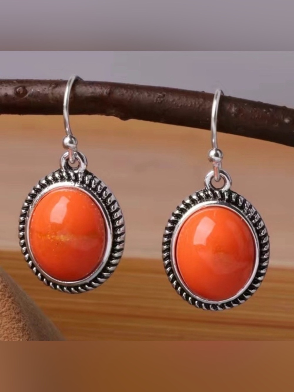 NWT!  Vintage Orange Resin Earrings Charms Jewelry Gift.